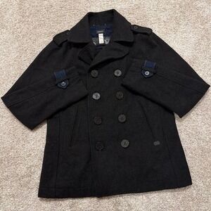 Y2K Vintage Diesel‎ Wool Double Breasted Peacoat with Denim Accents | Black | L
